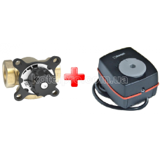 Трехходовой клапан VeXve 3/4" Kvs 6.3 + ESBE сервомотор ARA561 120c/90°C