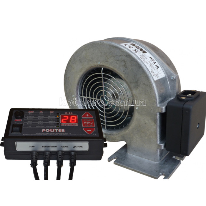 Автоматика для котла Polster C-11 + Вентилятор для котла WPA-X2 "М+М"