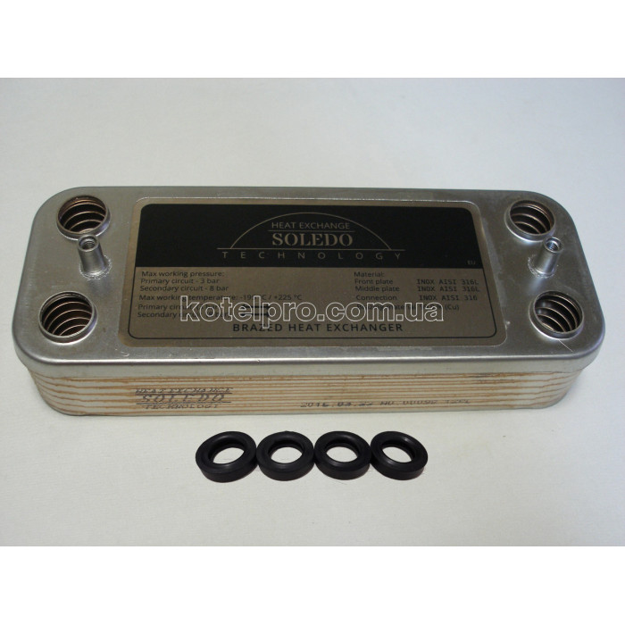 Теплообменник ГВС  пластинчатый 12 пл. Beretta Super Exclusive, CITY, Mynute (под бурт) R8036