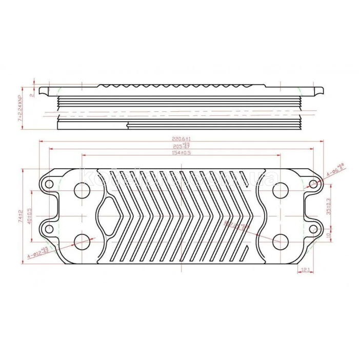 Теплообменник ГВС вторичный пластинчатый Protherm Pantera/Gepard 14 пл. Art. 0020059452