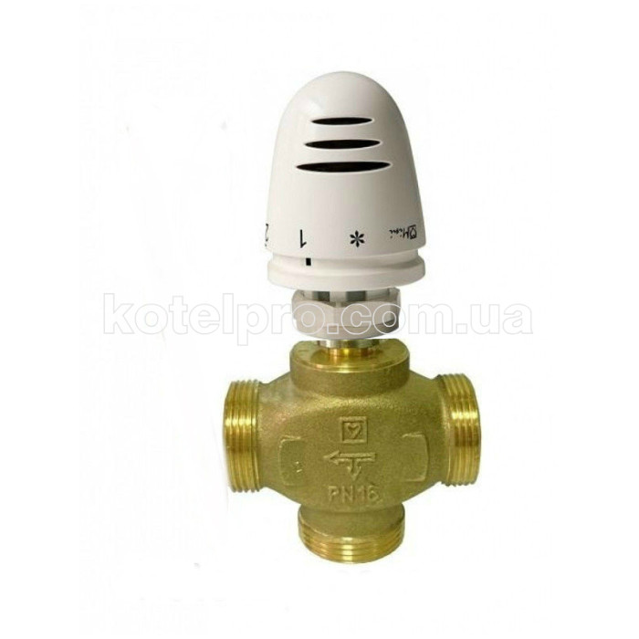 Трехходовый термостатический распределительный клапан DN25 (1 1\4") 1776140 + головка Herz mini HERZ