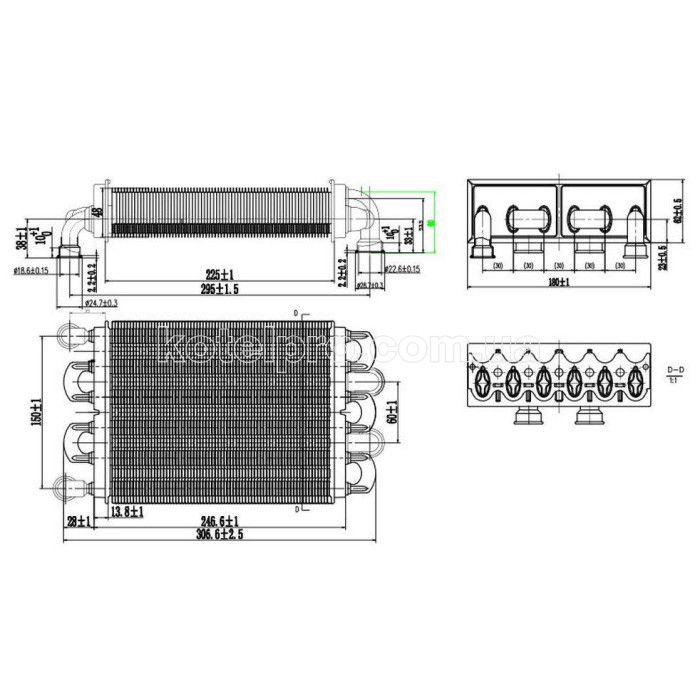 Бітермічний теплообмінник до котла Alpha Boilers CB 24. Art. 1.024398