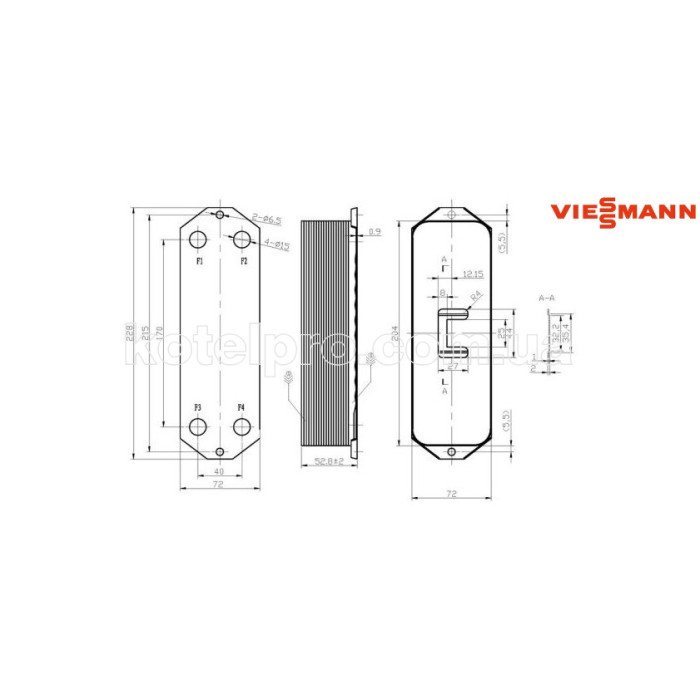 Теплообмінник ГВП (14 пластин) Viessmann Vitopend 100 WH0A 7822799