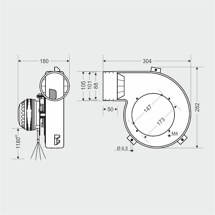 Вытяжной вентилятор дымомос WW 185 MplusM (чугун)