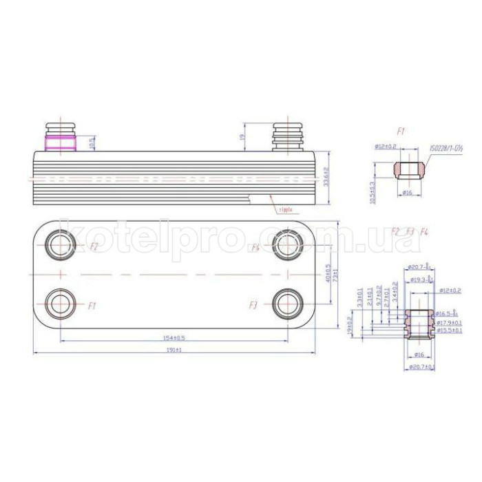 Теплообмінник ГВП 20 пластин Vaillant MAX Pro-Plus 32 кВт, 36 кВт VUW /2, R1, R3, 065153