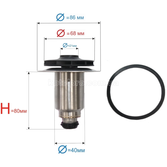 Ротор (ремкомплект) для циркуляційного насоса Wilo 21 мм (40 мм вал)
