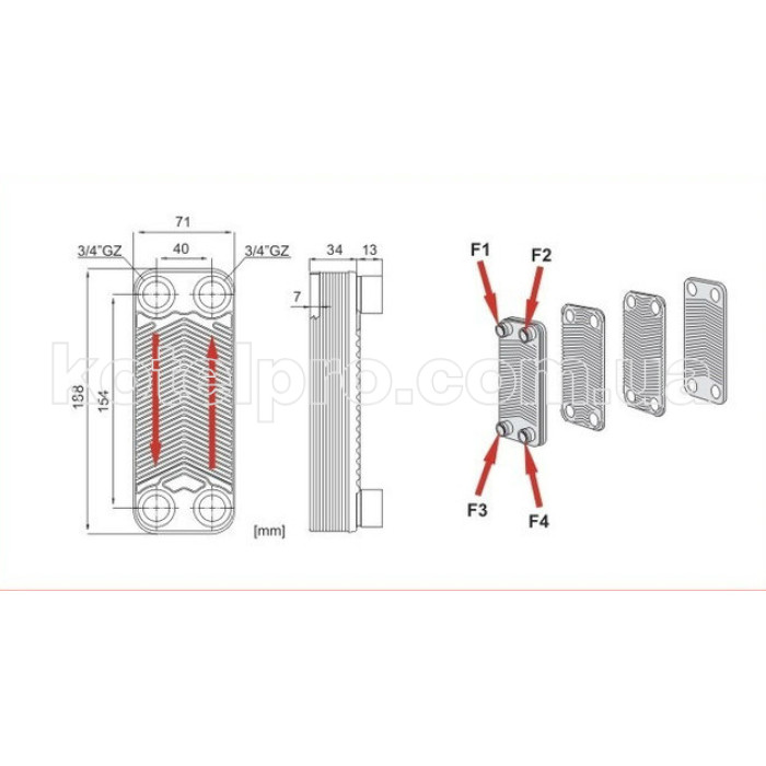 Пластинчастий теплообмінник IMS В3-012-ZB-20 3/4 (20-30кВт)