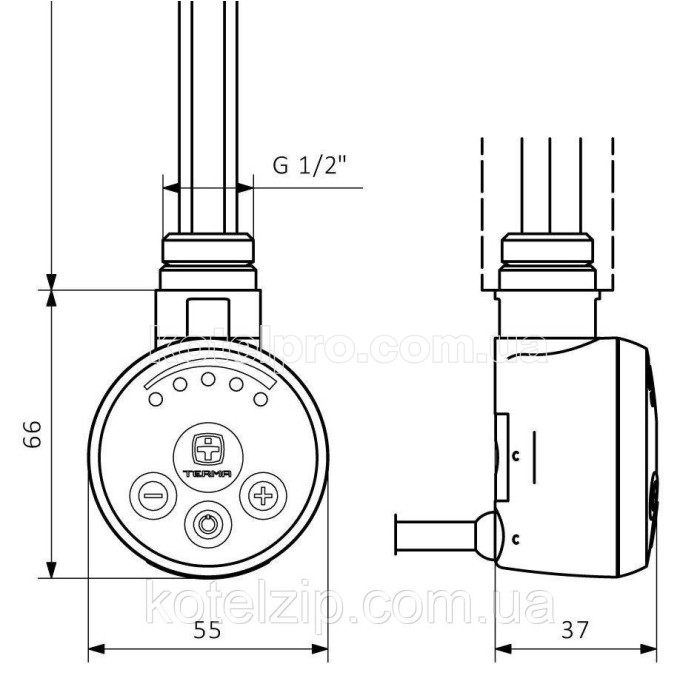 Тен Terma MEG -0.3 300-600 W для рушникосушок (білий)