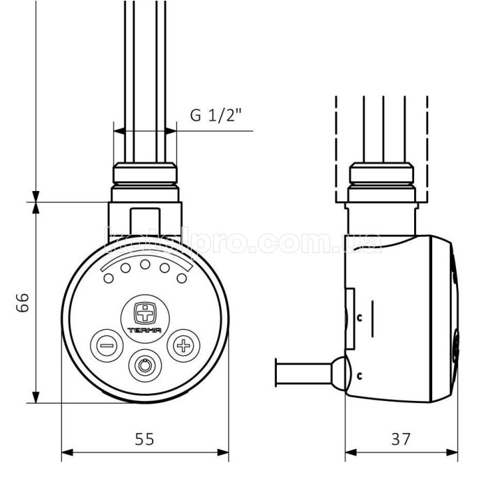 Тен Terma MEG -0.3 900-1200 W для рушникосушок (нікель)