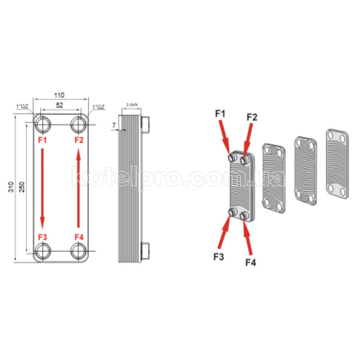 Пластинчатый теплообменник IMS B3-026-22 1 (60-80кВт)