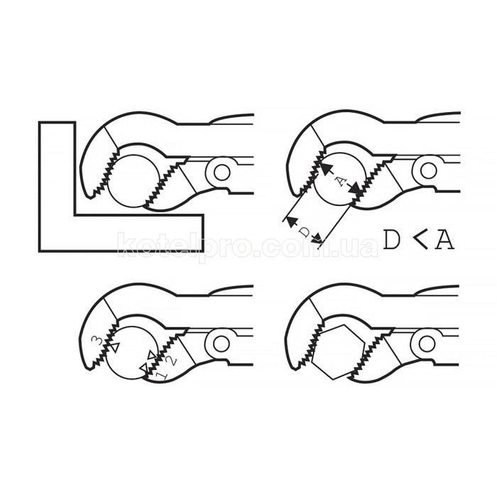 Шведский газовый ключ 45° SUPER-EGO 145, SUPER S 1 1/2''