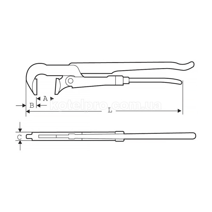 Газовый трубный ключ 90° SUPER-EGO 141, 1"