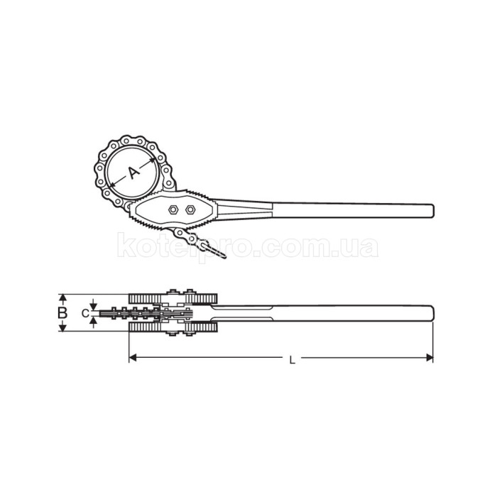 Цепной трубный ключ SUPER-EGO 103, HEAVY DUTY 6"