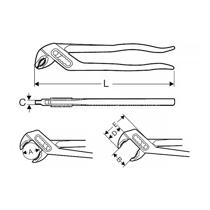 Переставные сантехнические клещи SUPER-EGO 522, 1" / 175 мм (с пластмассовыми рукоятками)
